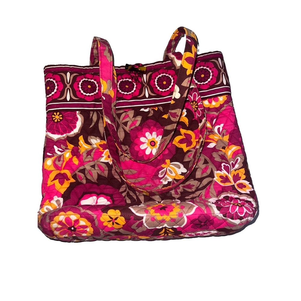 Vera Bradley Tote Toggle Quilted Shoulder Bag Purse Carnaby Floral W13.5xL12.5